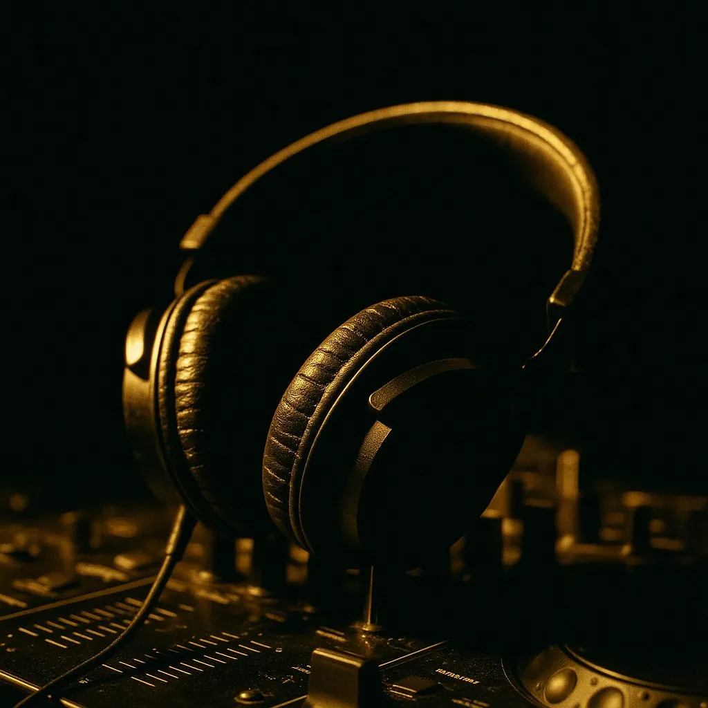 DJ kursunda kullanılan, mixer üzerinde duran DJ kulaklığı